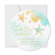 Aqua Sterrenvis Nautisch Strand Bruiloft Save the 