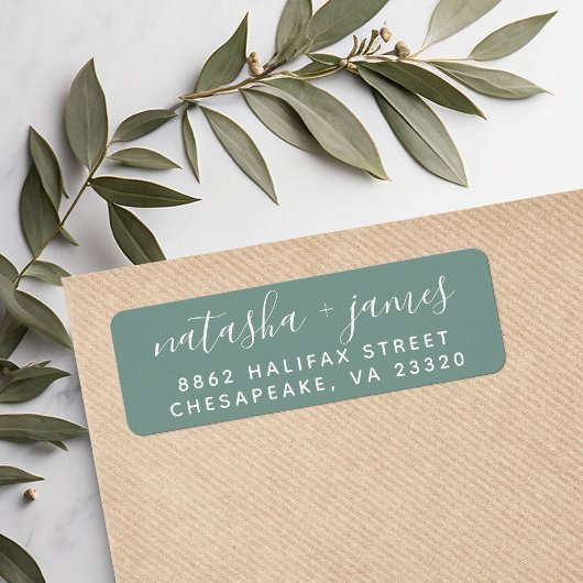 Aqua Stijlvol Script Bruiloft Retouradres Etiket