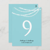 Aqua Stijlvolle Sparkling Lights Trouwtafel Nummer Briefkaart (Voorkant / Achterkant)