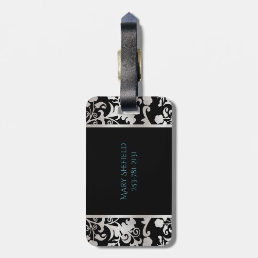 Aqua Stiletto Hiel Monogrammed Bagagelabel (Achterkant verticaal)