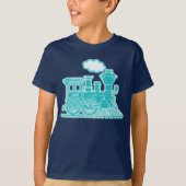 Aqua stoomlocomotief "jouw naam" kinder t-shirt (Voorkant)