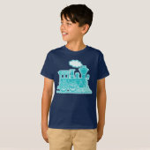 Aqua stoomlocomotief "jouw naam" kinder t-shirt (Voorkant volledig)