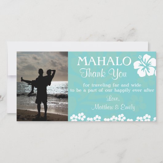 Aqua Strand Bloemen Bedankkaart Fotokaart (Voorkant)