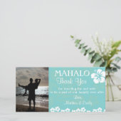 Aqua Strand Bloemen Bedankkaart Fotokaart (Staand voorkant)