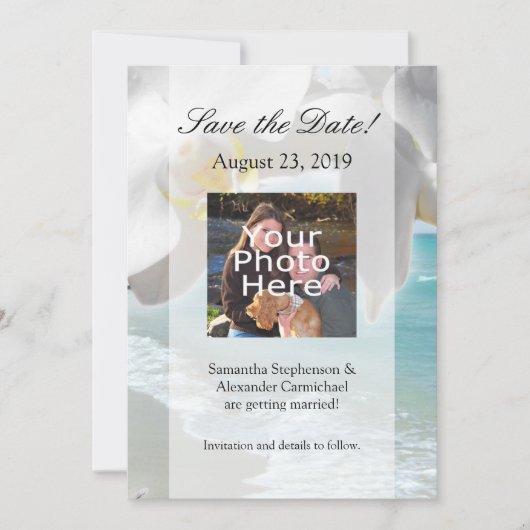 Aqua Strand Orchidee Save The Date (Voorkant)