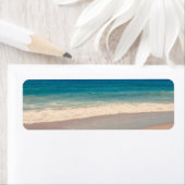 Aqua strand scène foto etiket (Insitu)