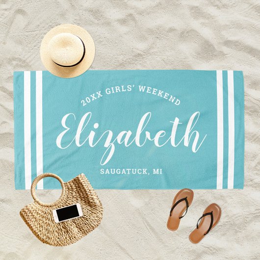 Aqua Streep Meisjes Weekend Monogram Strandlaken
