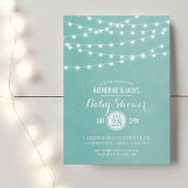 Aqua String Lights Baby shower Invitation Kaart