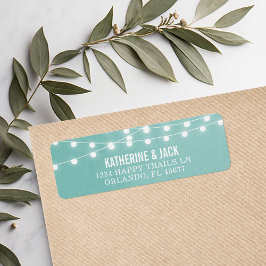 Aqua String Lights Bruiloft Adresetiketten Etiket