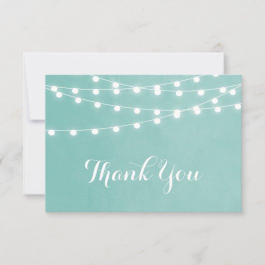 Aqua String Lights Wedding Bedankt (Voorkant)