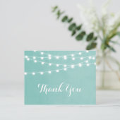 Aqua String Lights Wedding Bedankt Briefkaart (Staand voorkant)