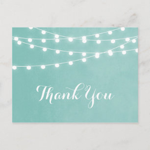 Aqua String Lights Wedding Bedankt Briefkaart