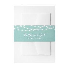 Aqua String Lights Wedding Invitation Belly Band Uitnodigingen Wikkel