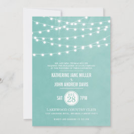 Aqua String Lights Wedding Uitnodiging
