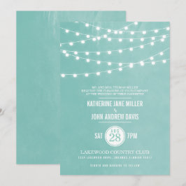 Aqua String Lights Wedding Uitnodiging