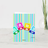 AQUA STRIPE BABY BLOKKEN DANK JE KAART (Achterkant)