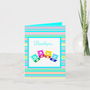 AQUA STRIPE BABY BLOKKEN DANK JE KAART