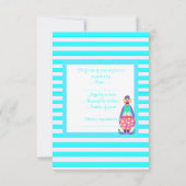 Aqua stripe clown circus rsvp kaartje (Achterkant)