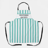 Aqua Stripe Hotdish Queen All-Over Print Schort (Voorkant)