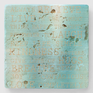 Aqua Stripe Inspirerend Gold Quotes Stenen Onderzetter