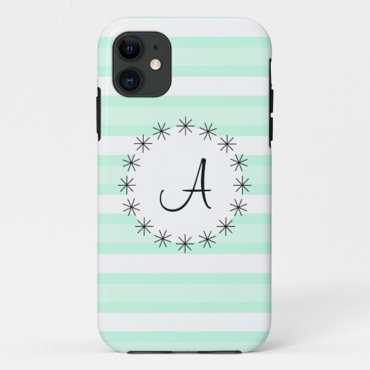 Aqua Stripe 'Monogram' iPhone case (Achterkant)