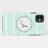Aqua Stripe 'Monogram' iPhone case (Achterkant (horizontaal))