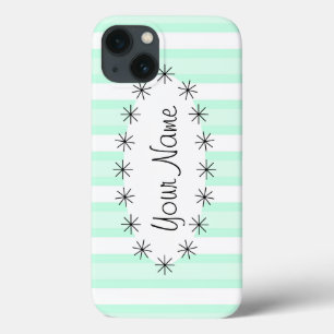 Aqua Stripe oval ster 'Name' iPad Mini hoesje