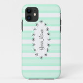 Aqua Stripe ovale ster 'Naam' iPhone case (Achterkant)