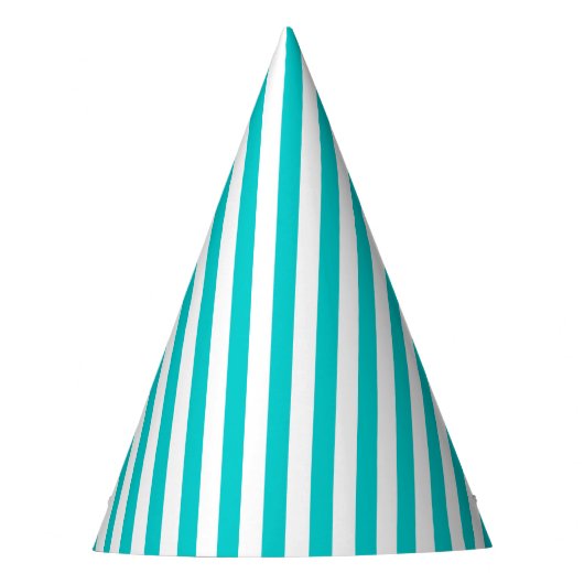 Aqua Stripe Party Pet Feesthoedjes (Voorkant)