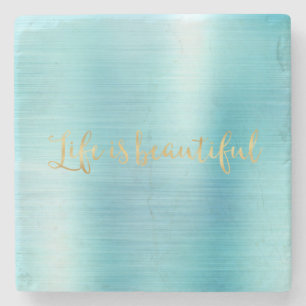 Aqua Stripe Stenen Onderzetter