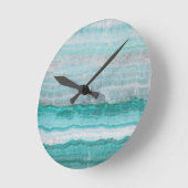 Aqua Striped Quartz Crystal Ronde Klok (Hoek)