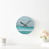 Aqua Striped Quartz Crystal Ronde Klok (Huis)