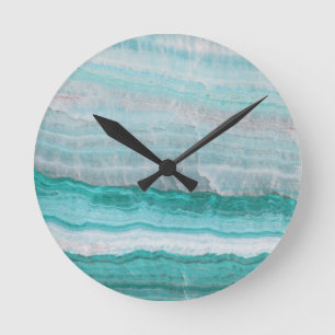 Aqua Striped Quartz Crystal Ronde Klok