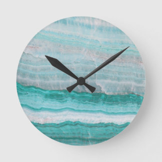 Aqua Striped Quartz Crystal Ronde Klok