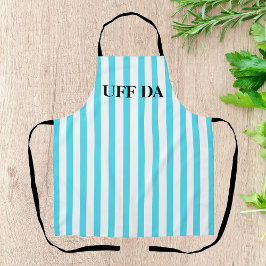 Aqua Striped Uff Da All-Over Print Apron Schort