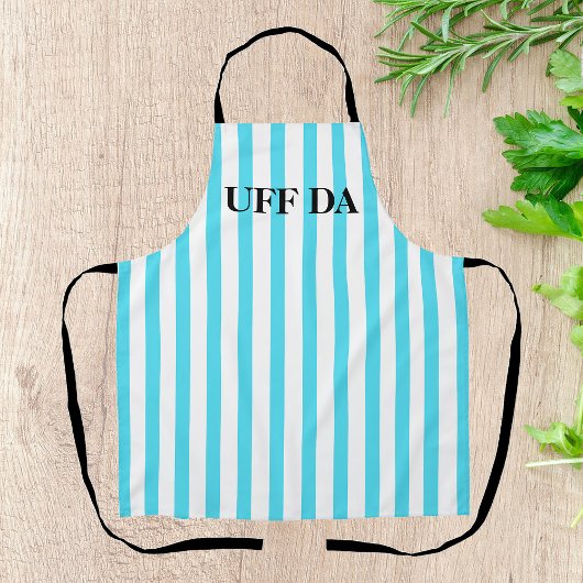 Aqua Striped Uff Da All-Over Print Apron Schort