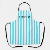 Aqua Striped Uff Da All-Over Print Apron Schort (Voorkant)