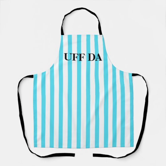 Aqua Striped Uff Da All-Over Print Apron Schort (Voorkant)