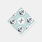 Aqua Stripes, blauw anker nautisch patroon Servetten (Hoek)