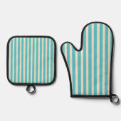 Aqua Stripes Ovenwant & Pannenlap Set (Voorkant)