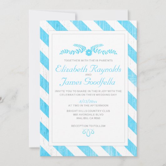 Aqua Stripes Wedding Invitations Kaart (Voorkant)