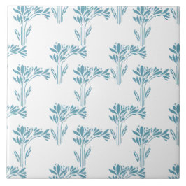 Aqua Stylized Foliage Decorative Tegeltje
