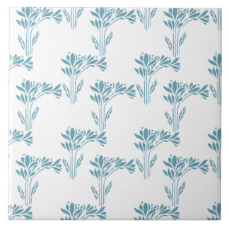 Aqua Stylized Foliage Decorative Tegeltje