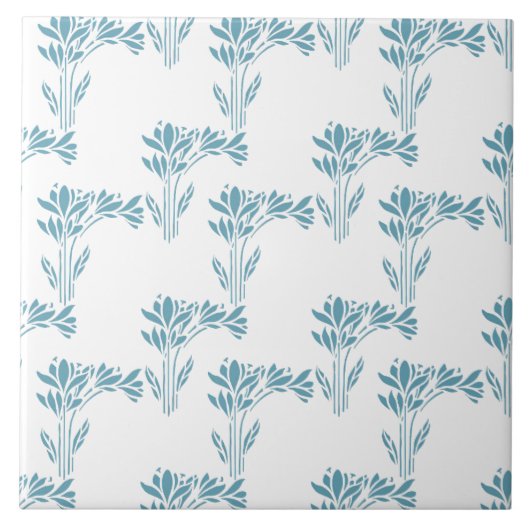 Aqua Stylized Foliage Decorative Tegeltje (Voorkant)