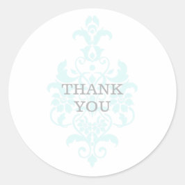 Aqua Subtle Damask Dank je Stickers