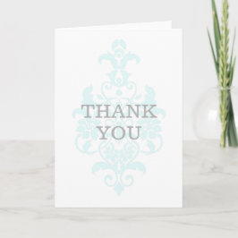 Aqua Subtle Damask Dankkaart Bedankkaart