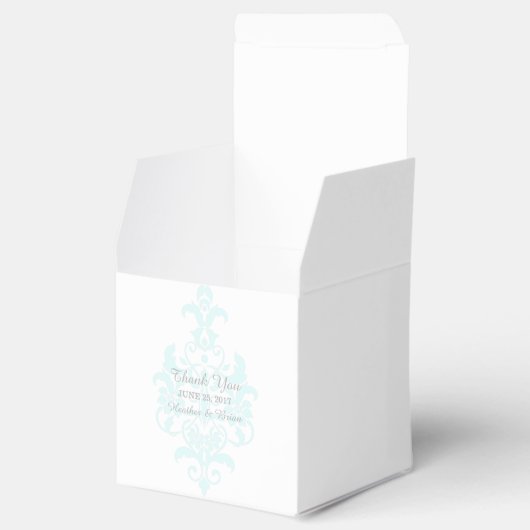 Aqua Subtle Damask Favor Boxes Bedankdoosjes (Geopend)