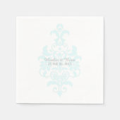 Aqua Subtle Damask Paper Napkins Servetten (Voorkant)