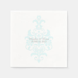 Aqua Subtle Damask Paper Napkins Servetten