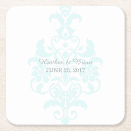 Aqua Subtle Damask Paper-Onderzetters Kartonnen Onderzetters